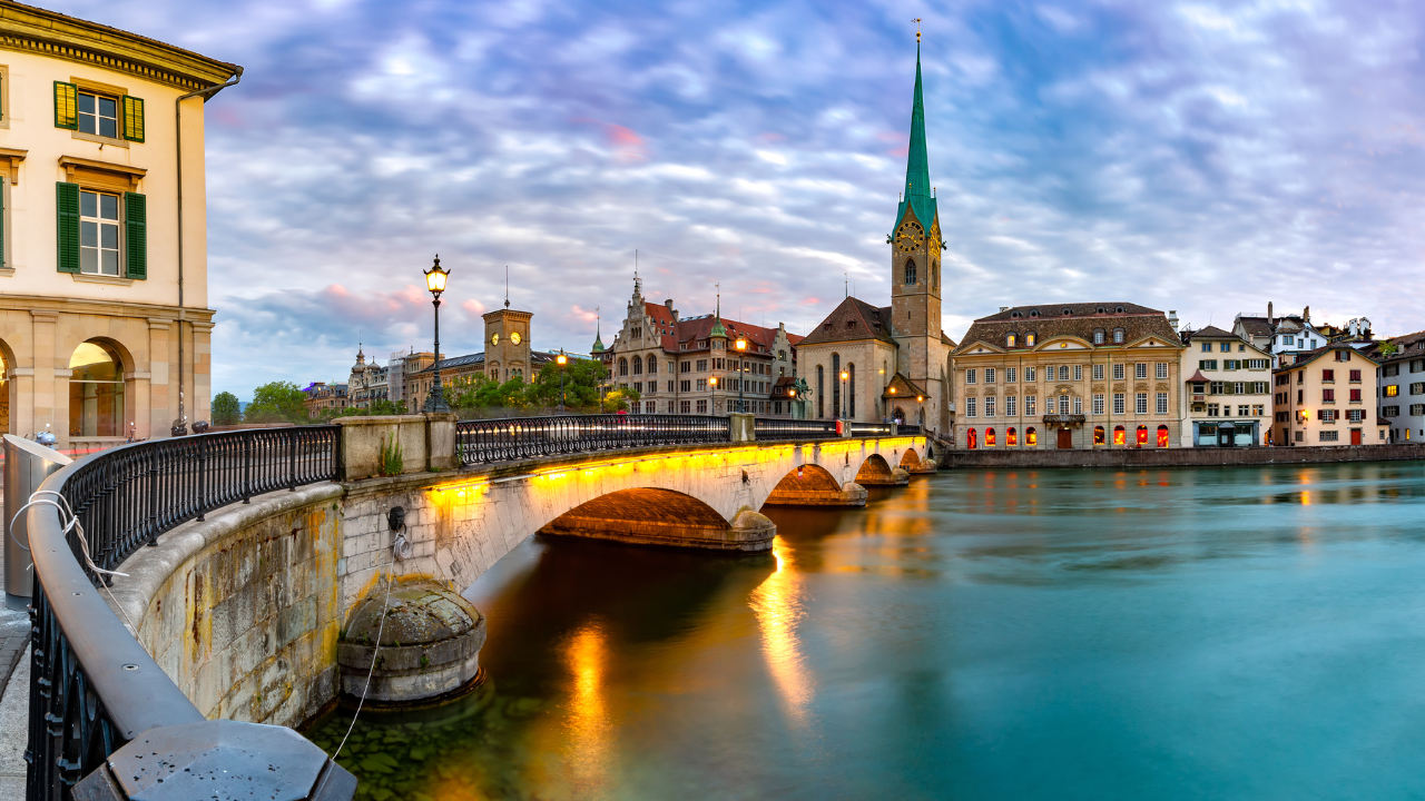 Salzburg winter cityscape with alpine backdrop