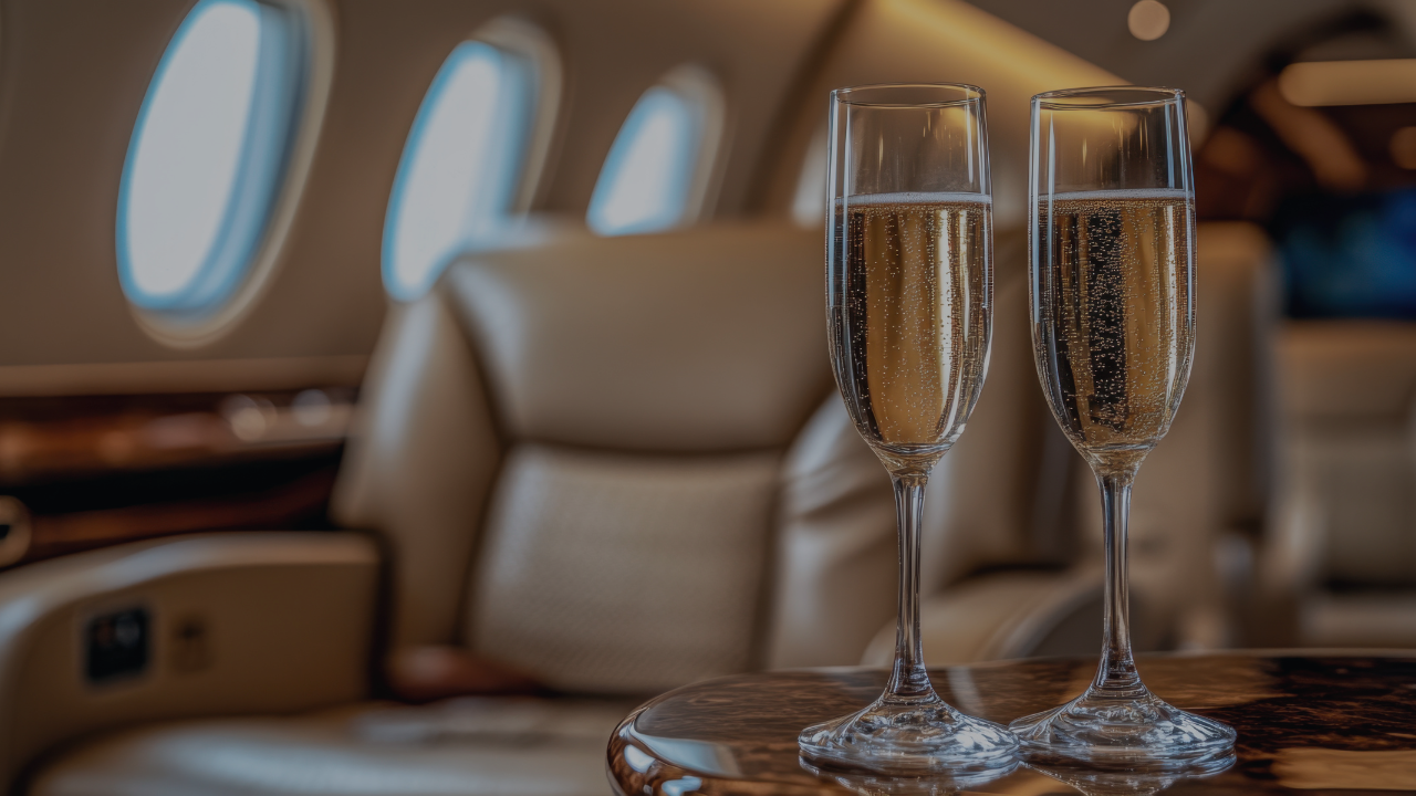 Premium amenities on private jet charter flights in the United States
