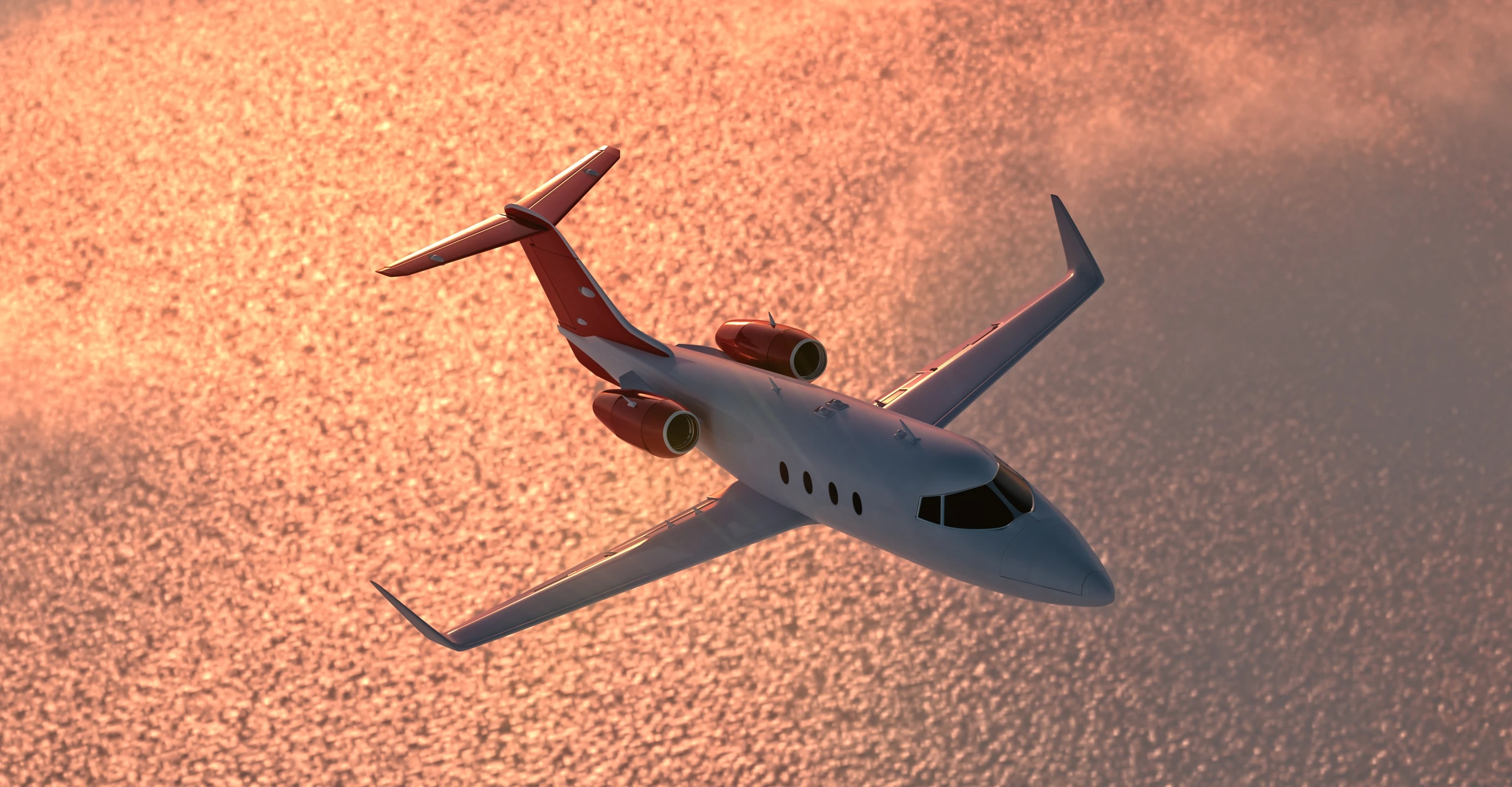 Private jet in flight